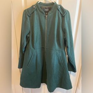 Torrid Green Wool Blend Coat Size 0 women’s 12 Large L military pea coat long